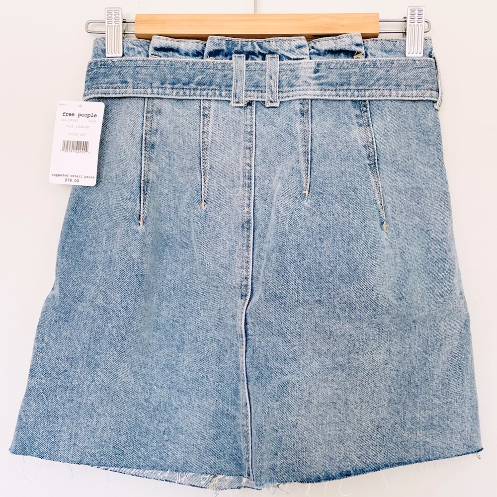 Free People NWT High Rise Indigo Denim Mini Skirt - Picture 4 of 9